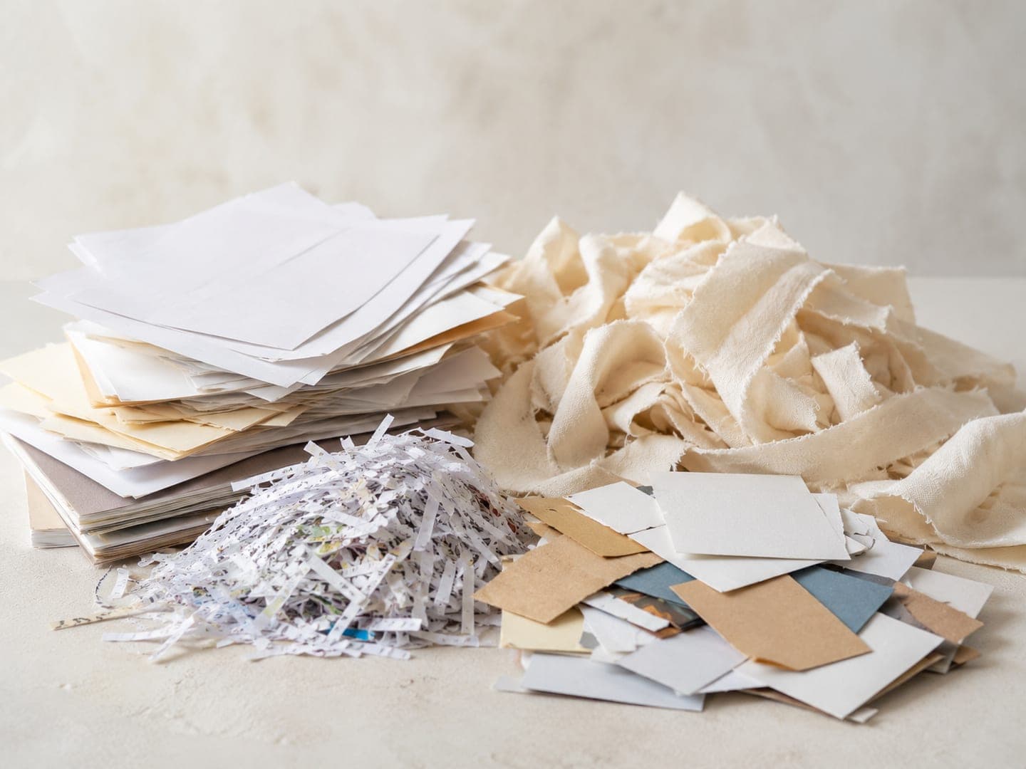 We collect the waste — Post-consumer paper and cotton off-cuts, on their way to being thrown out.