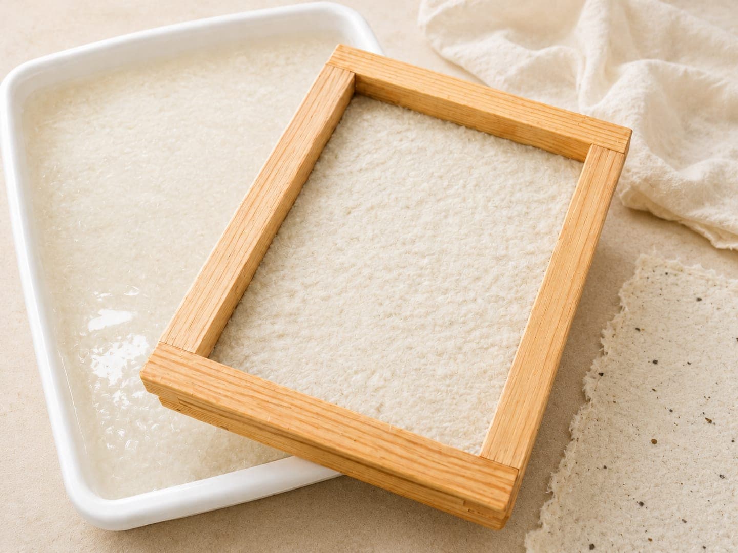 We make the paper — It is pulped, seeded and pressed into new sheets. No new trees.